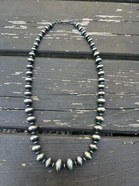Navajo Tonisha Haley Handmade Graduated Sterling Silver Pearl Necklace